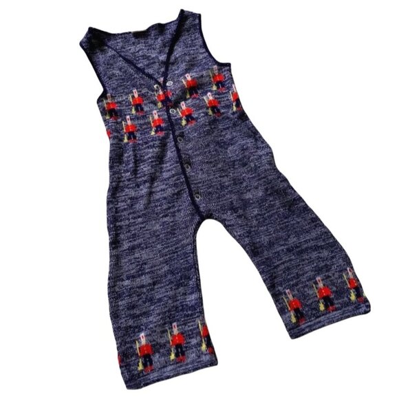 Vintage Cozy Knit Toy Soldier Romper 12 Months - Picture 1 of 6